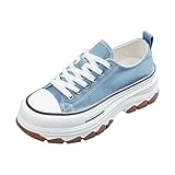 WWricotta Fashion Casual Shoes With Lace Up Design Platform Sole Denim Comfortable Walking Footwear For Everyday Wear