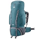 Trail Tatra Hiking Backpack 65L, Trekking Hiking Walking Backpacking Backpack, Water Resistant Multi Pocket Bag, Padded Ventilated Adjustable Hip & Back System, Bungee Cord, USB/Headphone Port (Teal)