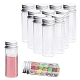 KINDPMA Test Tubes 50ml Plastic Test Tubes with Lids 20pcs Screw Top Test Tubes Transparent Flat Bottomed Storage Test Tubes for Flowers Bath Salt Candy Sensory Tubes Baby Shower Wedding Favour