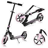 Lionelo Luca Scooter Lightweight only 4kg Foldable and ShockResist for Kids and Teens up to 100kg (220 LBS) Adjustable Handlebar Heights, Non-Slip Platform Rear Brake 20cm (8'') wheels
