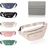 BAIYSFFG Fanny Pack Fashionable Waist Bag Unisex Fashion Waist Bag Casual Travel Bum Bag with 3 Zipper Pockets for Women Men Sports Running Hiking Jogging (Beige)