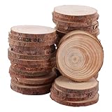 ASelected 50 Pcs Natural Wood Slices,6-7Cm Log Wooden Discs with Bark,Wooden Circles for DIY Crafts Christmas Decorations Ornaments Wedding Favours