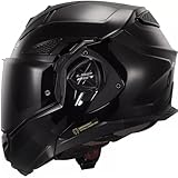 LS2 FF901 ADVANT X Fibreglass Motorcycle Flip-up Modular Dual Visor Flip-Front Motorbike Crash Helmet ECE22.06 Certified, BLACK
