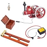 Funwetrike Metal Engine Model Kit, RETROL HM-01 7cc Hit and Miss Engine with Base Equipment Box+Fuel Tank+Oil Pipe+CDI Igniter+Spark Plug, Science Engine Kit Birthday Gift (KIT Version)