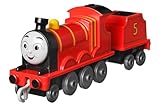 Fisher-Price Thomas & Friends die-cast push-along James toy train engine for preschool kids ages 3 years and older, HDY62