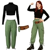 LIKUNGOU Kim Costume Outfit for Women Black High-Neck Crop Top Utility Cargo Pants for Cosplay and Halloween (M)
