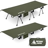 OneTigris SUPRANUBIS Camping Cot, Height Adjustable with Cot Leg Extenders, Strong Support 330lbs, Portable Folding Bed for Camping, Hiking, Travel, Truck, Beach, Office Nap (Ranger Green)