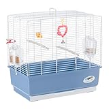 Ferplast Bird Cage Canary Cage Rekord 3, Complete with Accessories and Rotating Feeders, Sturdy White Painted Metal and Blue Plastic Bottom, 49 X 30 XH 48.5 cm