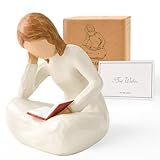 Cuayaes Reading Thinker Statue Book Lover Gifts for Women Readers, Graduates, Students, Teachers, Bookshelf Decor Aesthetic Sculpture Home Decor for Shelves Desk Office Living Room