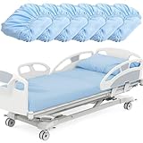 6 Pack Fitted Hospital Bed Sheets, 36'' X 84'' X 14'' Hospital Bed Sheets, Blue Soft Hospital Fitted Sheet with Elastic All Around, Standard Single Bed Sheet for Hospital, Home, Massage Table, Hotel