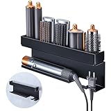YYBO Hair Dryer Holder Wall Mount for Curling Irons Styler Attachments, Adhesive Hair Dryer And Straightener Holder, Hairdryer Holder Wall Mounted, Hair Tool Organiser Stand for Bathroom (Black)