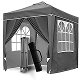 SANHENG Pop Up Gazebo, Pop Up Tent with Weights, Fully Waterproof, All Weather Gazebo ideal for Outdoor Party Camping (2x2m,Grey)