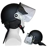 Tactical Riot Duty Helmet with Clear Visor(Steel Grid),SWAT Protective Equipment Airsoft Paintball Combat Cosplay,Black 1