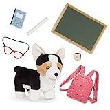 Our Generation Preschool Pup – Poseable Pembroke Welsh Corgi Puppy with School Supplies for 18-inch Dolls – 6-inch Pet Dog Plush
