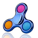 Chrome Fidget Spinner Poppet Simple Popper Sensory Toy, Pop It Anti-Anxiety Stress Relief Portable Metallic Blue Hand Spinner for Brain Development - Gift for Kids
