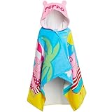 Peppa Pig Hooded Towel Girls 100% Cotton Poncho Peppa Family + Baby Evie Kids Beach Bath Towel Swimming Wrap