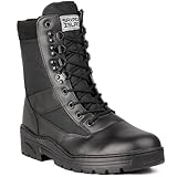 Savage Island Leather Side Zip & Lace Up Army Tactical Combat Boots Black for Work, Security, Motorcycle, Cadet