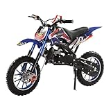 Fiauli Kids Dirt Bike,49cc 2-Stroke Gas Powered Petrol Off Road Mini Pit Bike,Pocket Motorbike with Front Rear Disc Brakes,Max Speed 40KM/H for Kids Adult Load Capacity 150kg (A-Blue)