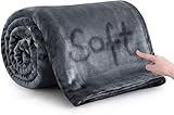 MOONLIGHT20015 Fleece Throw Blanket for Bed - Soft Cosy Fluffy Blankets for Sofa, Warm Double Throws for Audlts, Dark Grey, 150x200 cm