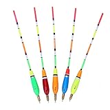 Keenso Fishing Floats Kit, 5PCS Multiple Color Lightweight Balsa Wood Fishing Bobbers Sensitive High Visibility Bite Indicator Angling Equipment(4+2g)