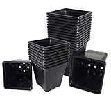 Elixir Gardens ® Square Plant Pot Black Recycled Plastic Plant Pots | 9cm x 9cm x 10cm | x 100