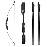 Huntingdoor 57" Takedown Recurve Bow Double Arrow Rest Design,Black Longbow for Right Hand & Left Hand Archer,Archery Hunting Bow for Beginner Training Shooting Target Practice
