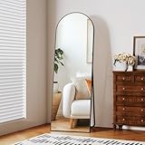 Clevich Arched Full Length Mirror, 150x50cm Free Standing Floor/wall Mirror with Aluminium Frame for Bedroom, Living Room & Hallway (Black)
