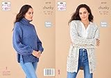 King Cole Chunky Tweed Knitting Pattern - 6110 Sweater & Cardigan