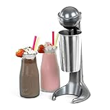 LIVIVO Retro Milkshake Maker 100W – Grey Electric Drink Mixer with 500ml Stainless Steel Cup – Ideal for Milk Frothing, Frappe, Iced Coffee, Protein Shakes, Smoothies, Macchiato, Pancake Batter