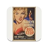 Cork Coaster - Old English Movie Bus Stop Retro Vintage Cinema Poster - 1 Unit (95 x 95 mm)