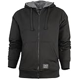 Crosshatch Mens Sherpa Fleece Fur Lined Winter Plain Padded Hooded Jacket Thick Hoodie Zip Winter Jacket, Black, L