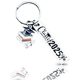 HXLJHALG 2025 Graduation Gifts, Stainless Steel Class of Keychain, Congrats Grad Key Ring for Students Graduation Party Favors (Silver Strip)