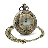 Men's Vintage Bronze Pocket Watch with Detachable Chain - Retro Quartz Timepiece with Antique Steampunk Design and Classic Roman Numerals for Weddings, Cosplay and Gifts