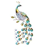 Christmas Concepts® 81cm (32'') Colourful Metal Peacock With Jewel Tail Wall Art Sculpture - Indoor/Outdoor Garden Decoration
