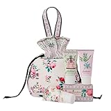 Cath Kidston Hand Cream, Body Cream and Wash 3x 30ml, Scented Soap 100g, Drawstring Bag For Travel Beauty Essentials, She Butter, Gift For Her, Cruelty and Vegan Friendly