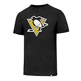 '47 NHL Pittsburgh Penguins Club Logo Brand Ice Hockey T-Shirt, Black, M
