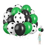 Black Green White Football Party Balloons,60Pcs 12Inch Thick Latex Balloons SetSoccer Printed Balloon Helium Balloons for Boys Birthday Sports Event Football Soccer Party Decorations