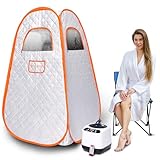 MQUPIN Portable Steam Sauna for Home,Pop-Up Home Sauna Pod Box with 1000W 3L Steamer Generator,Foldable Sauna Tent Steam Room With Folding Chair,Remote Control,Personal Home Sauna
