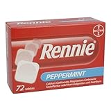 Rennie Tablets Peppermint 72 Pack - Fast Relief from Heartburn & Indigestion - Antacid Tablets for Acid Reflux & Stomach Discomfort - Peppermint Flavour - Effective & Convenient