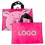 Pink Pig Pink Large Shopping Tote Bags, Reversible, 44x34x23 centimetres