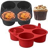 webake Deep Muffin Tray for Air Fryer 2 Pcs 8cm Silicone Large Muffin Cases Giant Cupcake Moulds Cupcake Baking Trays for Baking Cupcakes, Cakes, Pudding