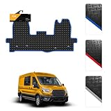 FSW - Tailored Van Mat Blue Trim - Fits Ford Transit Mk8 2016-On - 1 Piece Front Mat - Blue Trimming - 3mm Heavy Duty Rubber - Non Slip Van Mat, Anti Slip Backing - 1Pc