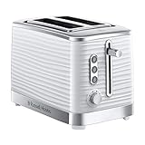 Russell Hobbs Inspire 2 Slice Toaster (Extra wide slots, High lift feature, 6 Browning levels, Frozen/Cancel/Reheat function with Blue LED illumination, 1050W, White textured high gloss) 24370