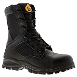 Tradesafe Tactical Combat Boots for Men | S3 SR Leather Police Army Cadet Military Safety Boots with Steel Toe Cap | Lace-Up Security Patrol Work Boots Black 11 UK
