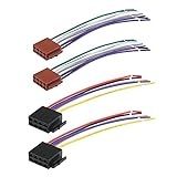 ECSiNG 2 Set 16 Pin to ISO Adapter Cable Socket Car Stereo Radio CD Player Receiver Replacement Wire Harness Cable Compatible with VW Peugeot Citroen 308 Sega RD9