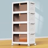 SavvyStor Storage Boxes with Lid - 4-Tier Plastic Storage Drawers, Stackable Boxes, Organiser for Bedroom Living Room