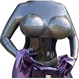 Silver Latex Tee Shirts Inflatable Play Breast Bras Rubber Top Blouse Belts Clothes