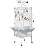 Yaheetech Parrot Cage156cm Large Bird Cage with Open Top/Stand/Rolling Wheels for Canary/Finch/Cockatiel/Parakeet/Conure Parrot, Budgie Cage, White