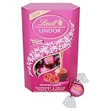 Lindt Lindor Raspberry and Cream Chocolate Truffles – 200g Box (Approx. 16 Balls) – Smooth Filling – Halloween Treat, Christmas, Gift, Birthday, Congratulations