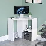 Vida Designs Hetton Corner Computer Desk with Shelves, Home Office PC/Laptop Table, Gaming Study Workstation, Furniture, White